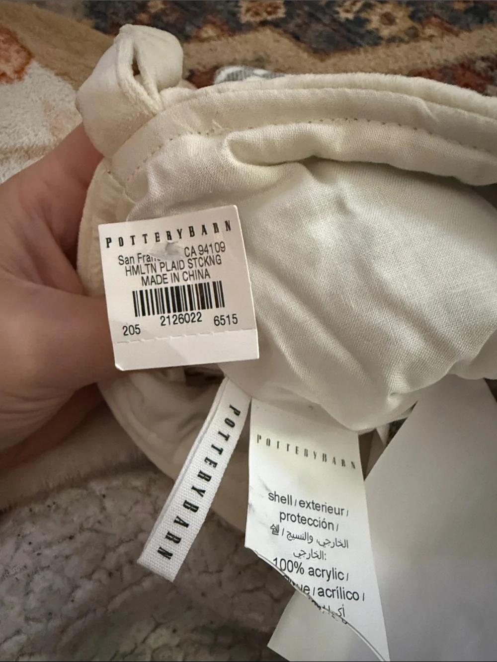 Pottery Barn Red, Cream & Black Plaid Holiday Stocking - 'Lil Brian'